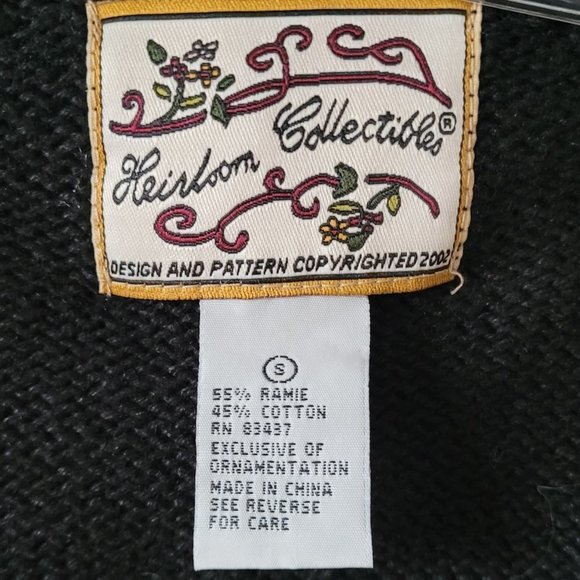 HEIRLOOM COLLECTIBLES BLACK EMBROIDERED KNITTED PADDED CARDIGAN - Picture 7 of 7